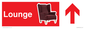 IV14307: Lounge Dementia Friendly Sign Red With directional arrows