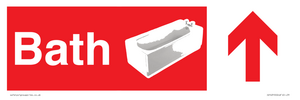 IV14310: Bath Dementia Friendly Sign Red With directional arrows