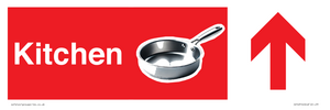 IV14314: Kitchen Dementia Sign Red With directional arrows