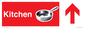 IV14314: Kitchen Dementia Sign Red With directional arrows
