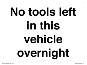 IV5838: No tools left in this vehicle overnight