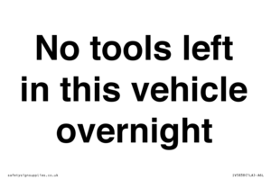 IV5838: No tools left in this vehicle overnight