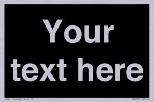 IV6153: Custom blank information sign. Plain text, black background