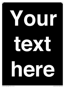 IV6153: Custom blank information sign. Plain text, black background