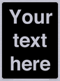 IV6153: Custom blank information sign. Plain text, black background