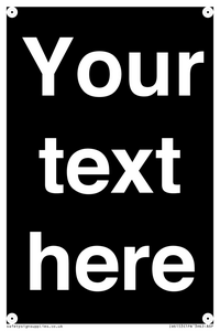 IV6153: Custom blank information sign. Plain text, black background