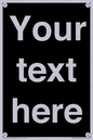 IV6153: Custom blank information sign. Plain text, black background