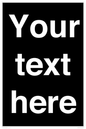IV6153: Custom blank information sign. Plain text, black background