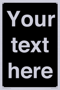 IV6153: Custom blank information sign. Plain text, black background