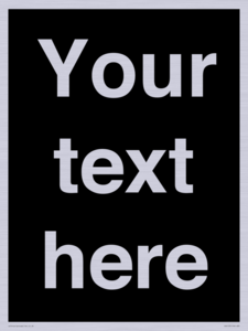 IV6153: Custom blank information sign. Plain text, black background