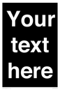 IV6153: Custom blank information sign. Plain text, black background
