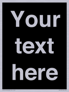 IV6153: Custom blank information sign. Plain text, black background