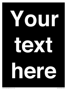 IV6153: Custom blank information sign. Plain text, black background