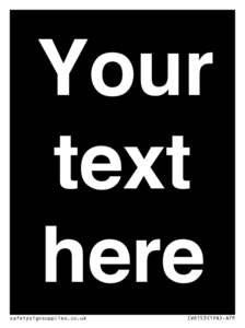 IV6153: Custom blank information sign. Plain text, black background