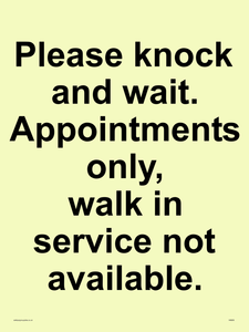 IV6203: Please knock and wait. Appointments only, walk in service not available.