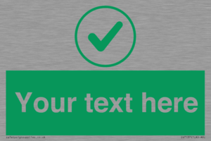 IV7137: Custom green background, green tick in circle sign