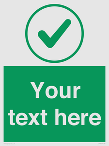 IV7137: Custom green background, green tick in circle sign