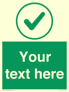 IV7137: Custom green background, green tick in circle sign