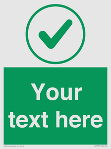 IV7137: Custom green background, green tick in circle sign