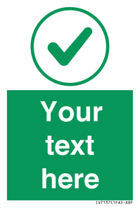 IV7137: Custom green background, green tick in circle sign