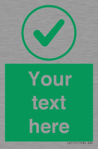 IV7137: Custom green background, green tick in circle sign