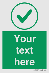 IV7137: Custom green background, green tick in circle sign