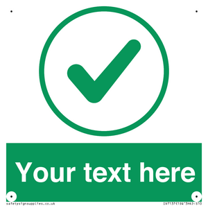 IV7137: Custom green background, green tick in circle sign