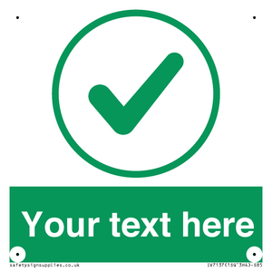 IV7137: Custom green background, green tick in circle sign