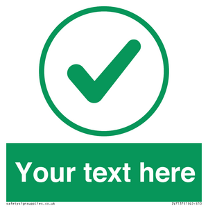 IV7137: Custom green background, green tick in circle sign