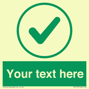 IV7137: Custom green background, green tick in circle sign