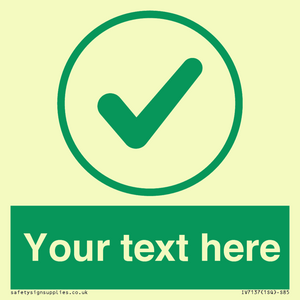 IV7137: Custom green background, green tick in circle sign