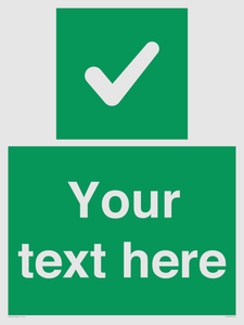 IV7139: Custom green background, green square with tick sign