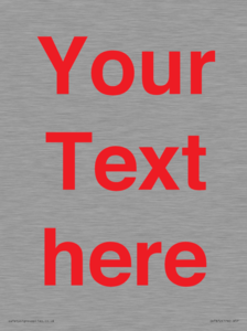 IV7872: Custom blank information sign. Red text, plain background