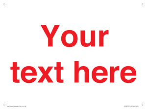 IV7872: Custom blank information sign. Red text, plain background