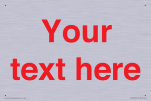 IV7872: Custom blank information sign. Red text, plain background