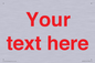 IV7872: Custom blank information sign. Red text, plain background
