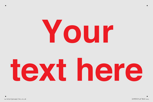 IV7872: Custom blank information sign. Red text, plain background