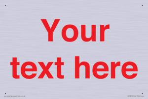 IV7872: Custom blank information sign. Red text, plain background