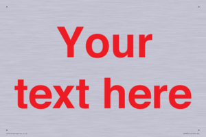 IV7872: Custom blank information sign. Red text, plain background
