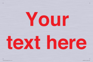 IV7872: Custom blank information sign. Red text, plain background