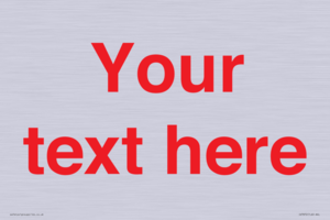 IV7872: Custom blank information sign. Red text, plain background