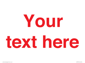 IV7872: Custom blank information sign. Red text, plain background