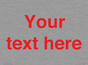 IV7872: Custom blank information sign. Red text, plain background