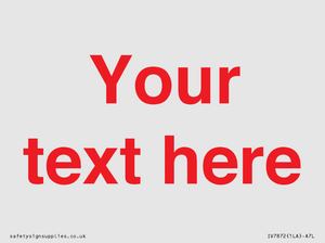 IV7872: Custom blank information sign. Red text, plain background