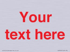 IV7872: Custom blank information sign. Red text, plain background