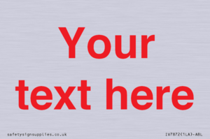IV7872: Custom blank information sign. Red text, plain background