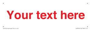 IV7872: Custom blank information sign. Red text, plain background