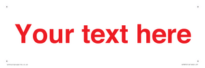 IV7872: Custom blank information sign. Red text, plain background