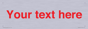 IV7872: Custom blank information sign. Red text, plain background