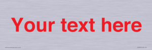 IV7872: Custom blank information sign. Red text, plain background